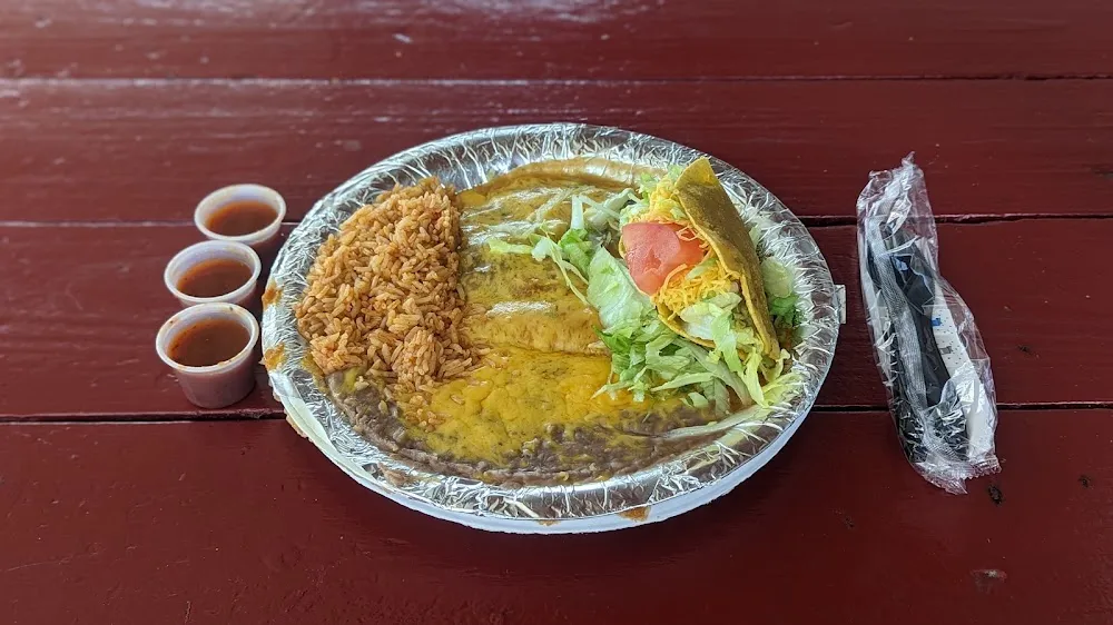 Chile Relleno Enchilada and Taco Plate
